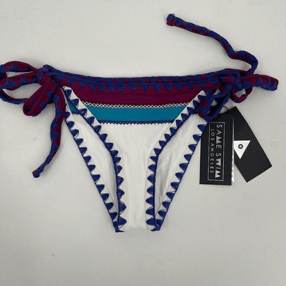 SAME Swim Los Angeles The Catch bikini bottoms Sapphire Papillon Sz L - Picture 3 of 3